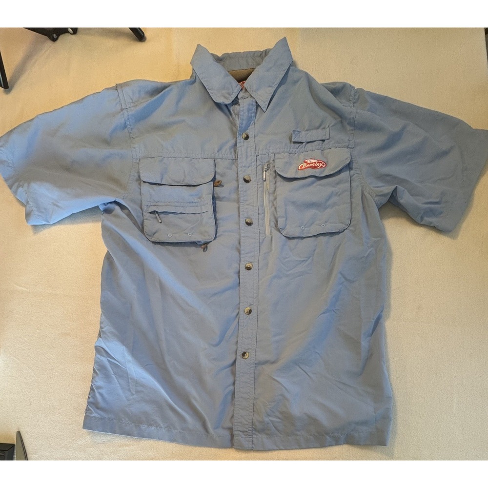 Berkley Vented Fishing Shirt Short-Sleeve Button Down Blue Men's M outdoors